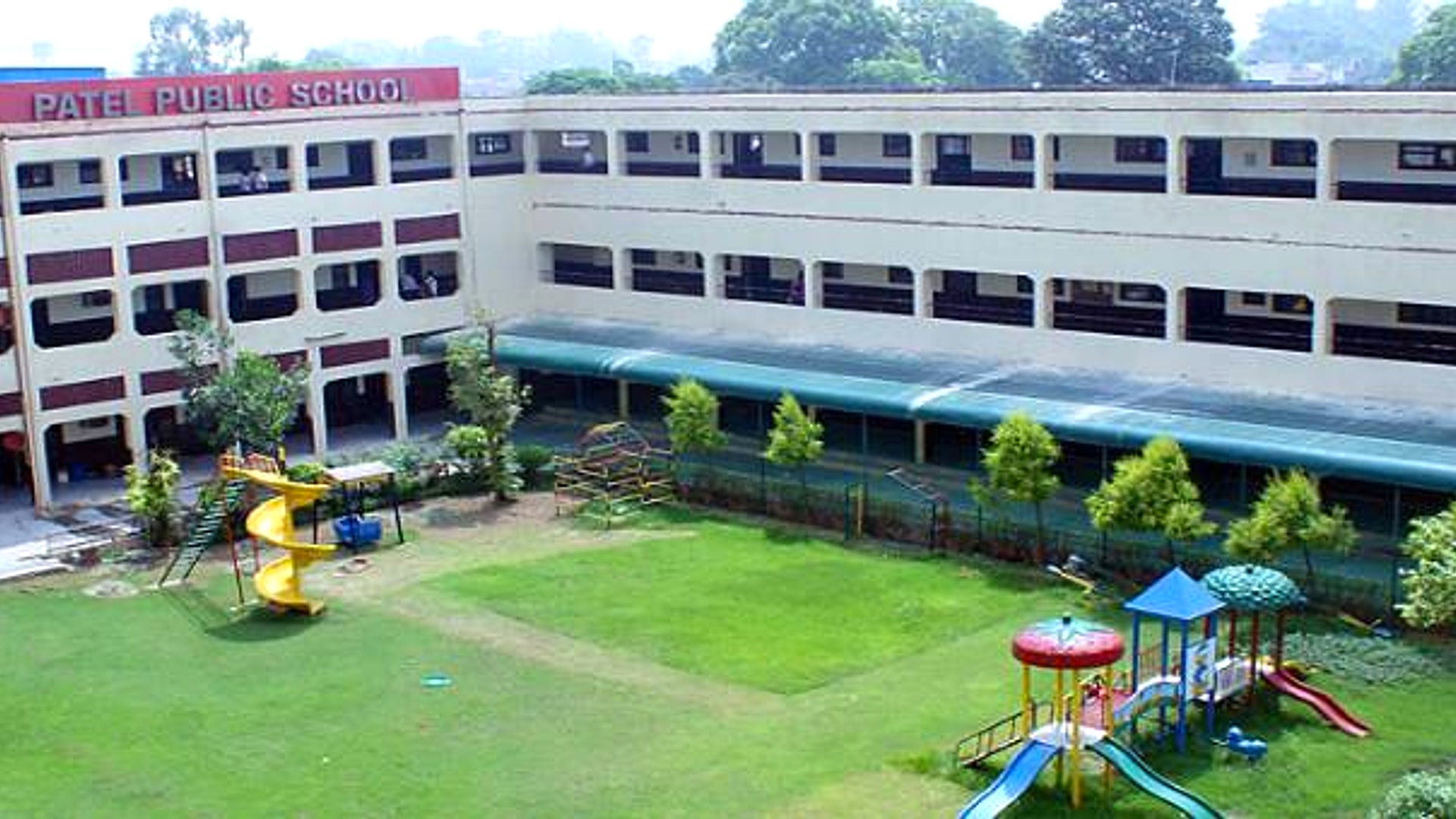 Aerial view of Patel Public School campus, Rajpura